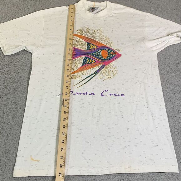 Vintage Santa Cruz T-Shirt Mens Medium Oneita Power-T 90s Art Fish Graphic Tee - Picture 7 of 9
